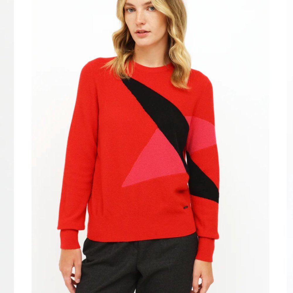 Akris Geometric Cashmere Sweater, Size M/L